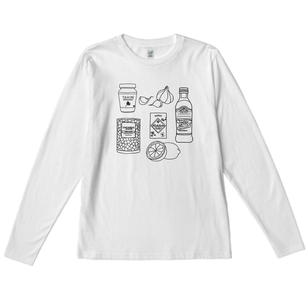 Men’s Long Sleeve White Hummus T-Shirt Size XL NWOT